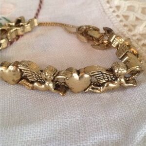 Gold-Tone Cherub & Heart Bracelet